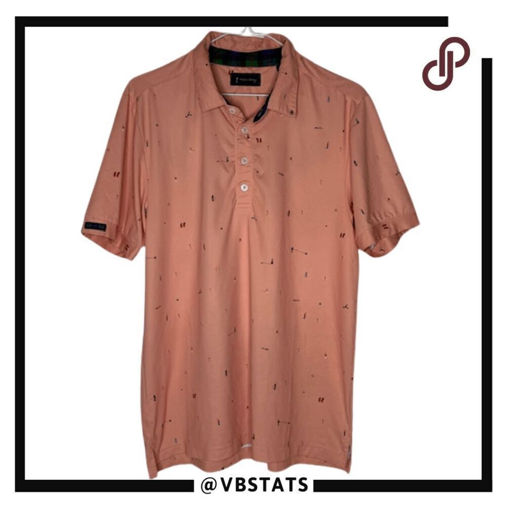 William Murray Men's Short Sleeve Golf Performance Polo Shirt Peach Size Small